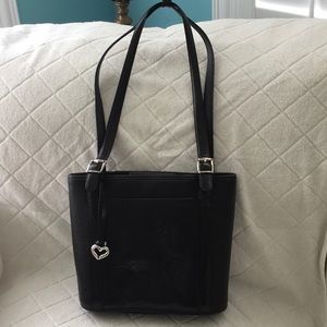 Brighton Black Leather Bucket Style Handbag Heart